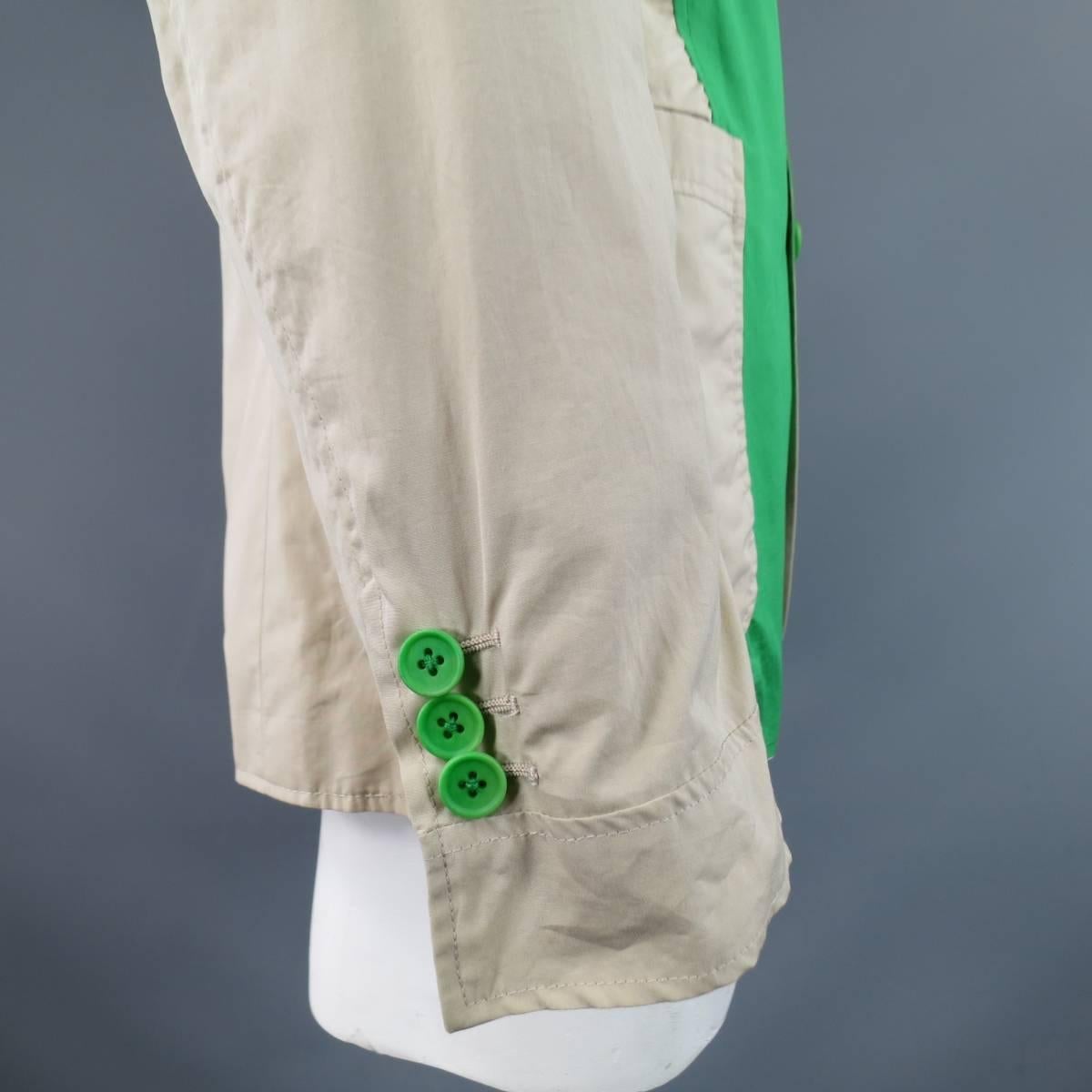 BOTTEGA VENETA Size 42 Men's Khaki & Green Light Weight Cotton Sport Coat 2