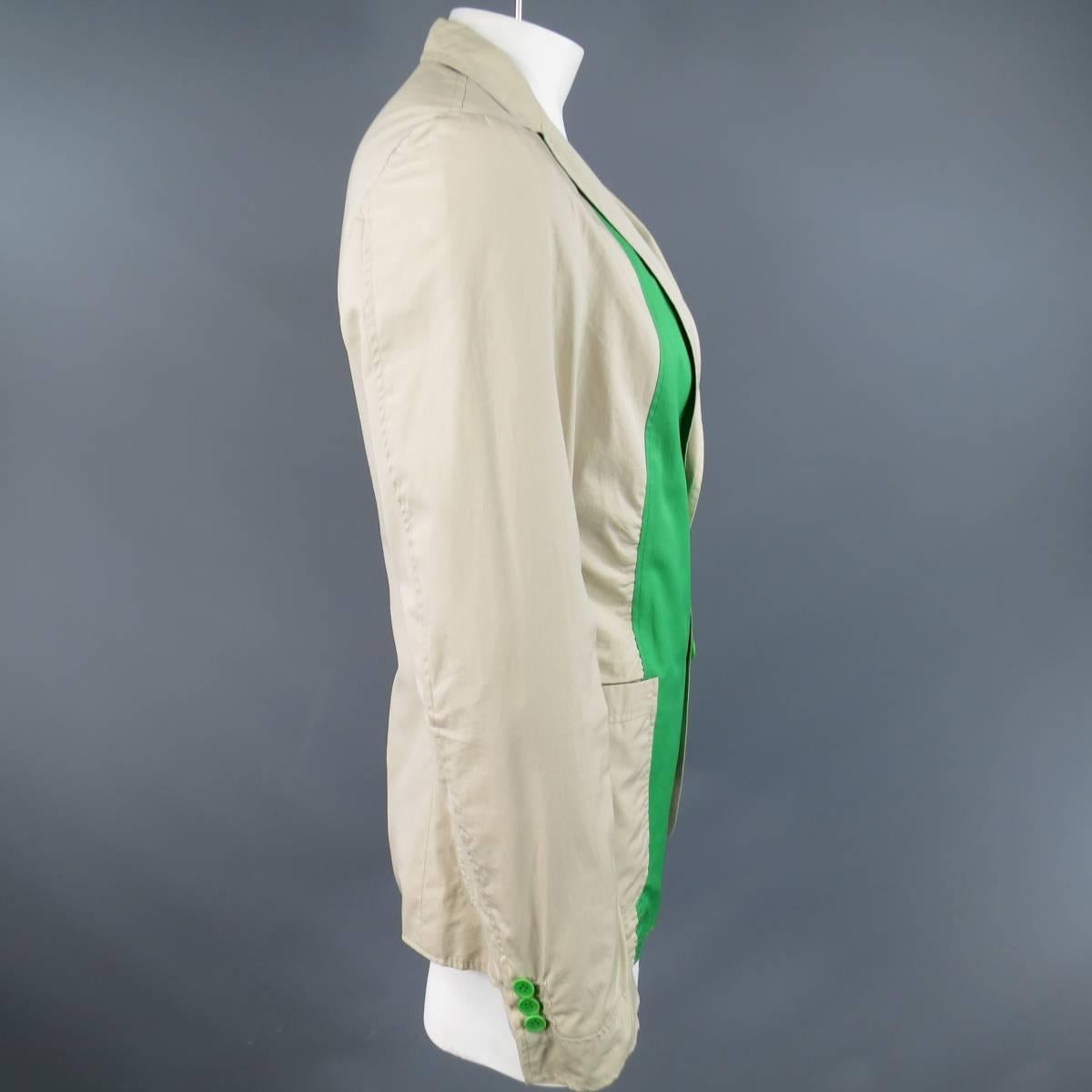 BOTTEGA VENETA Size 42 Men's Khaki & Green Light Weight Cotton Sport Coat In Good Condition In San Francisco, CA