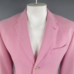 BERTEIL-PARIS 44 Regular Men's Pink Herringbone Wool Sport Coat