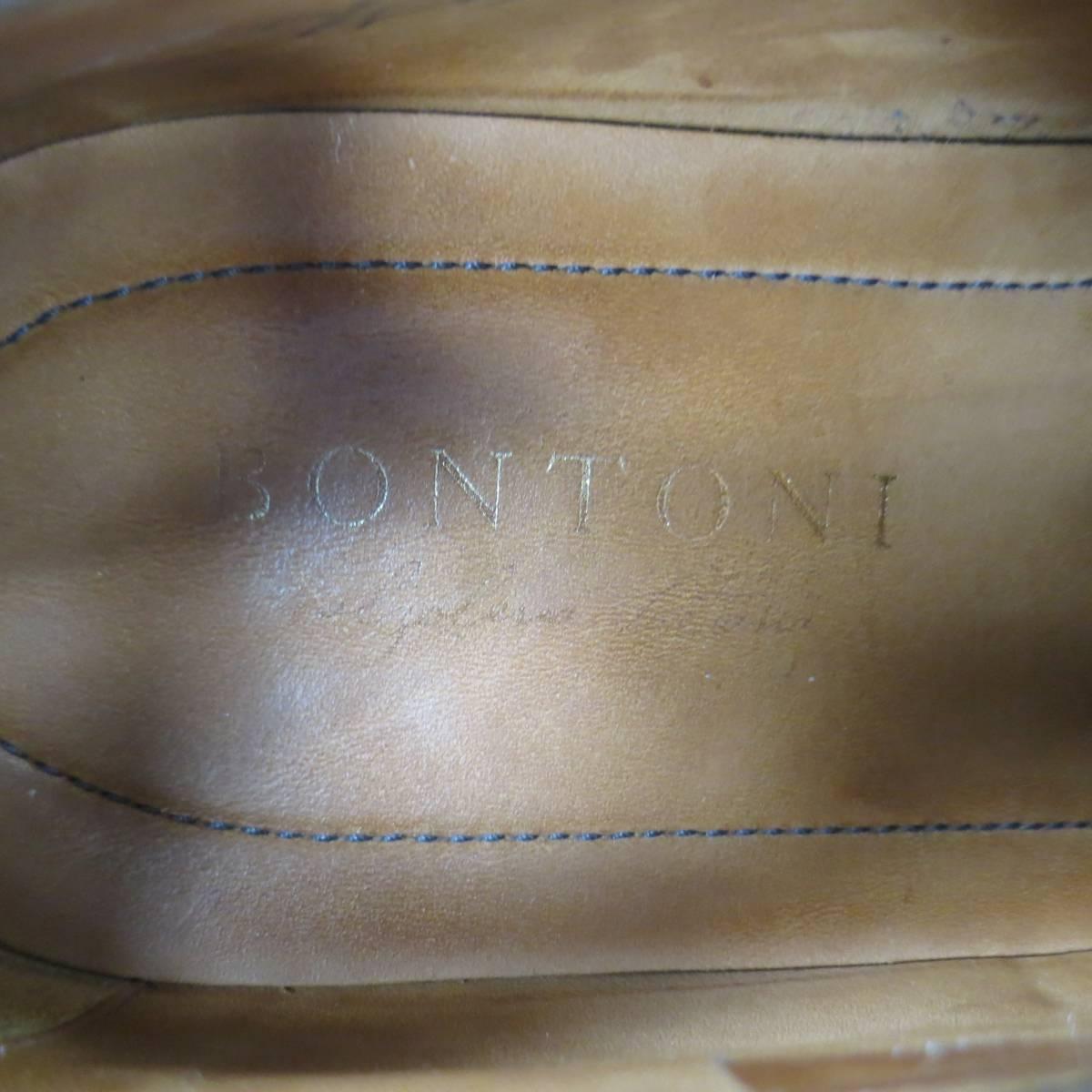 BONTONI Size 10 Men's Tan & Brown Distressed Leather Brogue Lace Up 7