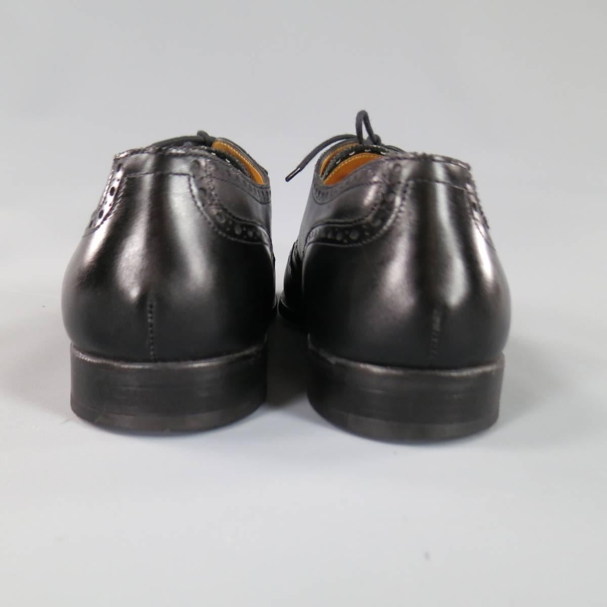 John Lobb Darby Men's Black Leather Wingtip Lace Up, Size 10.5 1