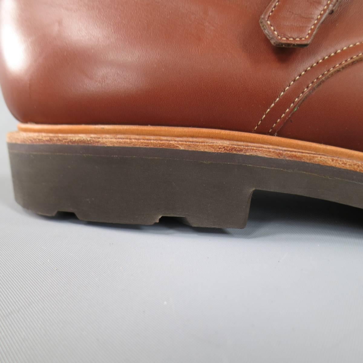 JOHN LOBB -WILLIAM II- size 10 Men's Brick Leather Double Monk Strap Sole Loafer 4