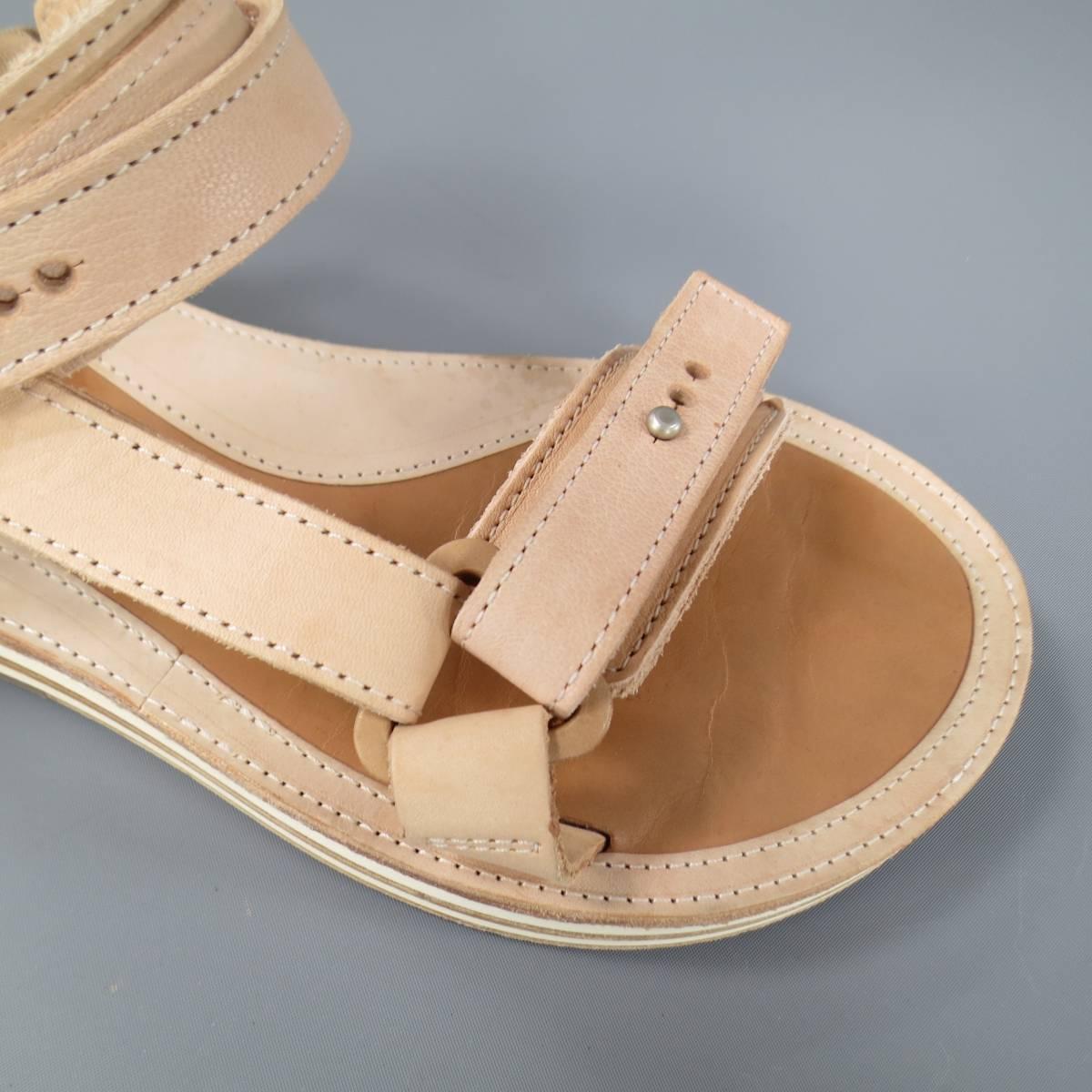 SACAI X HENDER SCHEME Size 10 Men's Natural Beige Leather Sandals 3