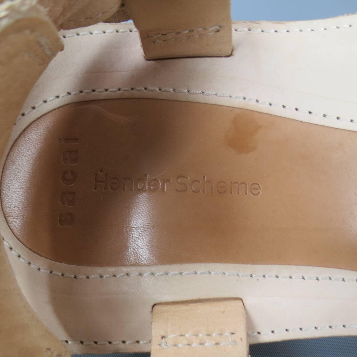 SACAI X HENDER SCHEME Size 10 Men's Natural Beige Leather Sandals 4