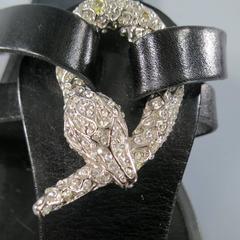VALENTINO Size 9 Black Leather Srappy Crystal Snake Sandals