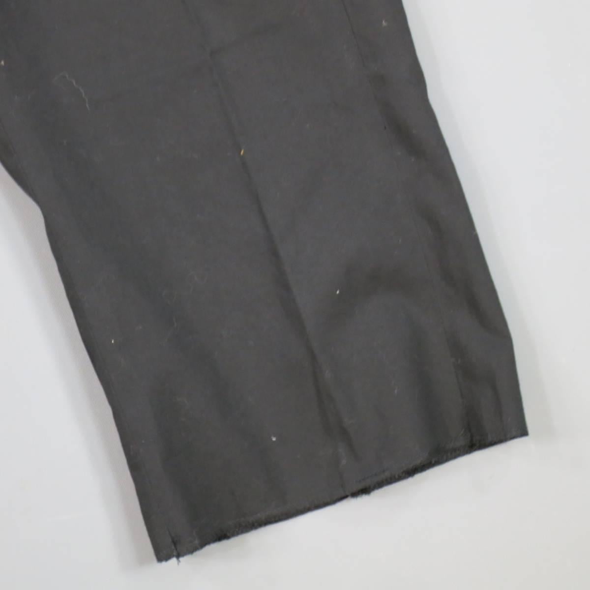YVES SAINT LAURENT Size 28 Black Cotton Belted Pleated Dress Pants 1