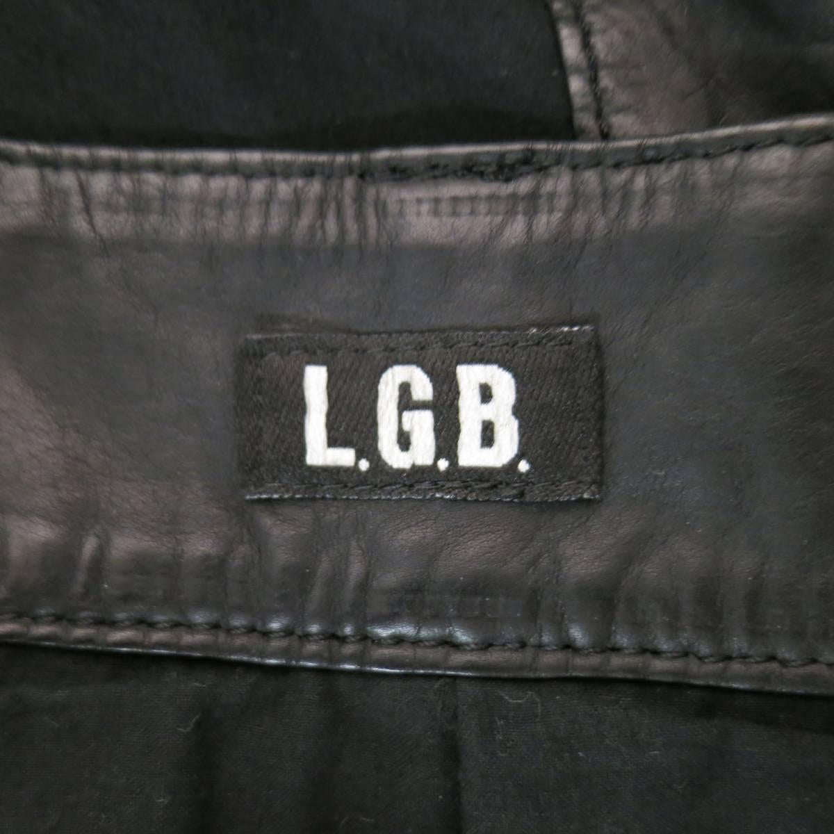 L.G.B Size 33 Men's Black Leather Cropped Drop Crotch Pants 2