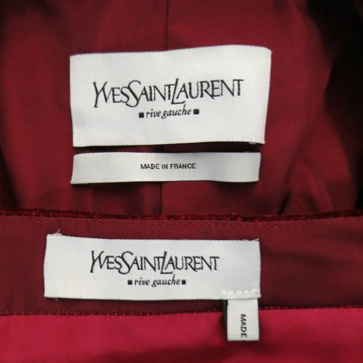 Yves Saint Laurent By Tom Ford Burgundy Silk Satin Skirt Suit, Fall 2004  5