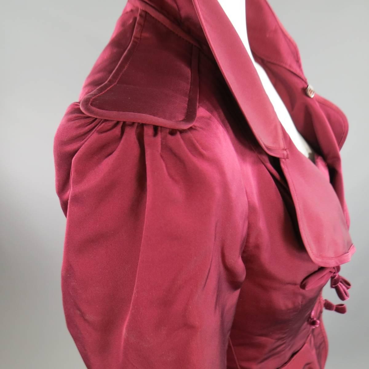 Yves Saint Laurent By Tom Ford Burgundy Silk Satin Skirt Suit, Fall 2004  1