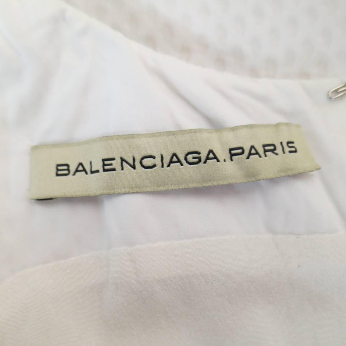BALENCIAGA Size 4 White Textured Cutout Sleeveless Shift Dress 1