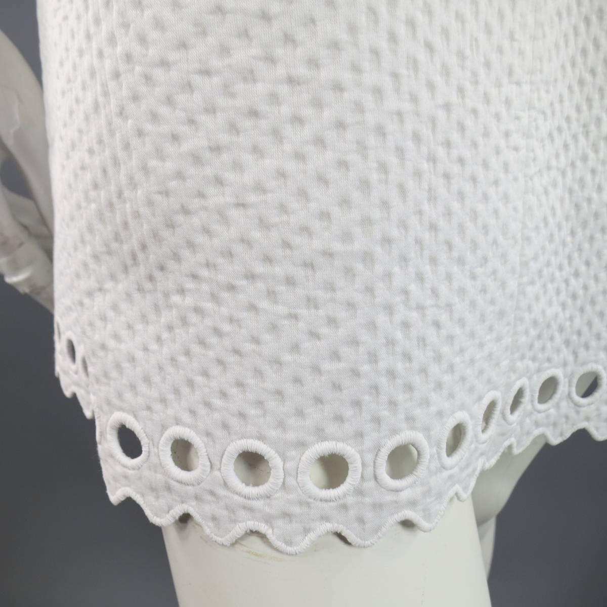 BALENCIAGA Size 4 White Textured Cutout Sleeveless Shift Dress In Excellent Condition In San Francisco, CA