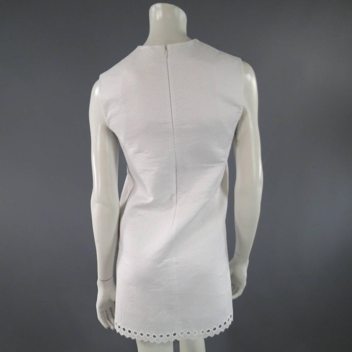 Women's BALENCIAGA Size 4 White Textured Cutout Sleeveless Shift Dress