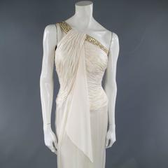 MICHAEL CASEY Cream & Gold Grecian Gown - Size 6