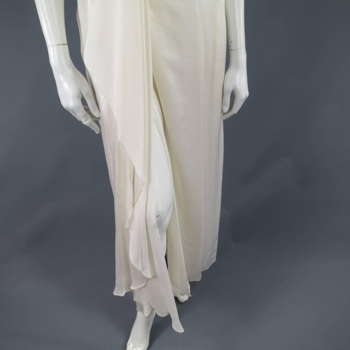 Women's MICHAEL CASEY Cream & Gold Grecian Gown - Size 6 