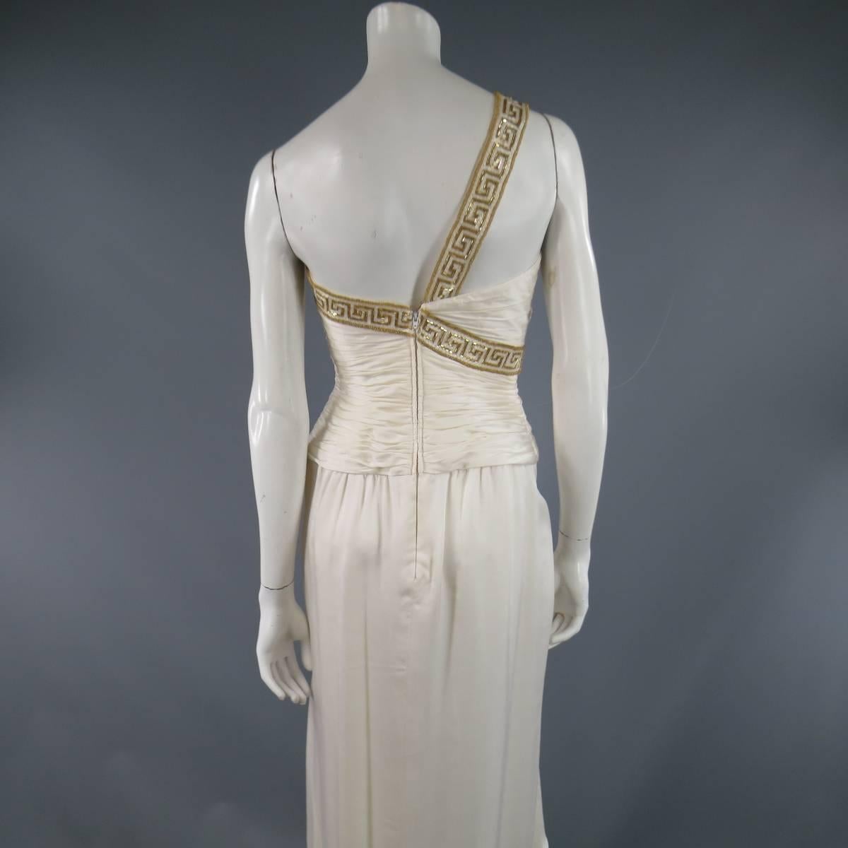 MICHAEL CASEY Cream & Gold Grecian Gown - Size 6  3