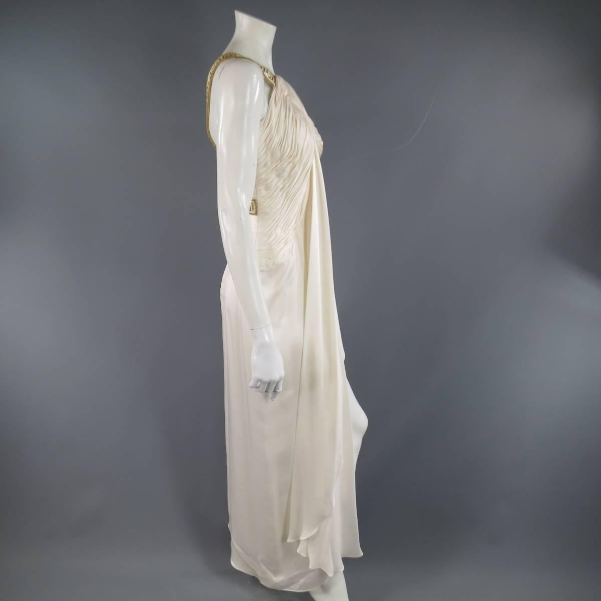 MICHAEL CASEY Cream & Gold Grecian Gown - Size 6  1