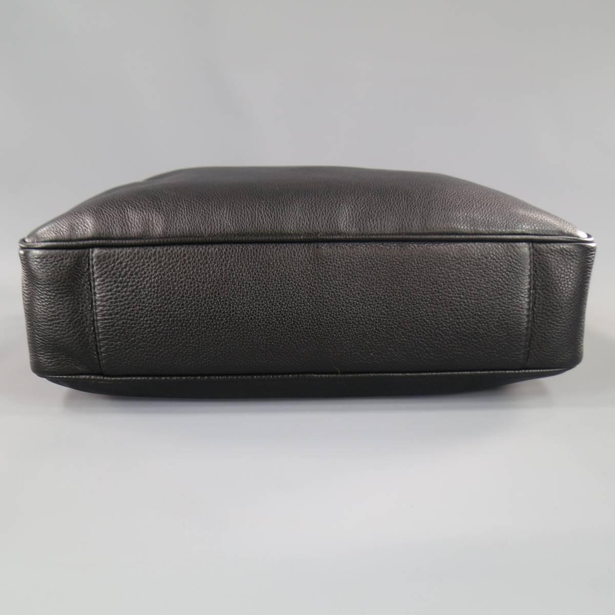 GIORGIO ARMANI Logo Embossed Black Textured Leather Briefcase Satchel 1