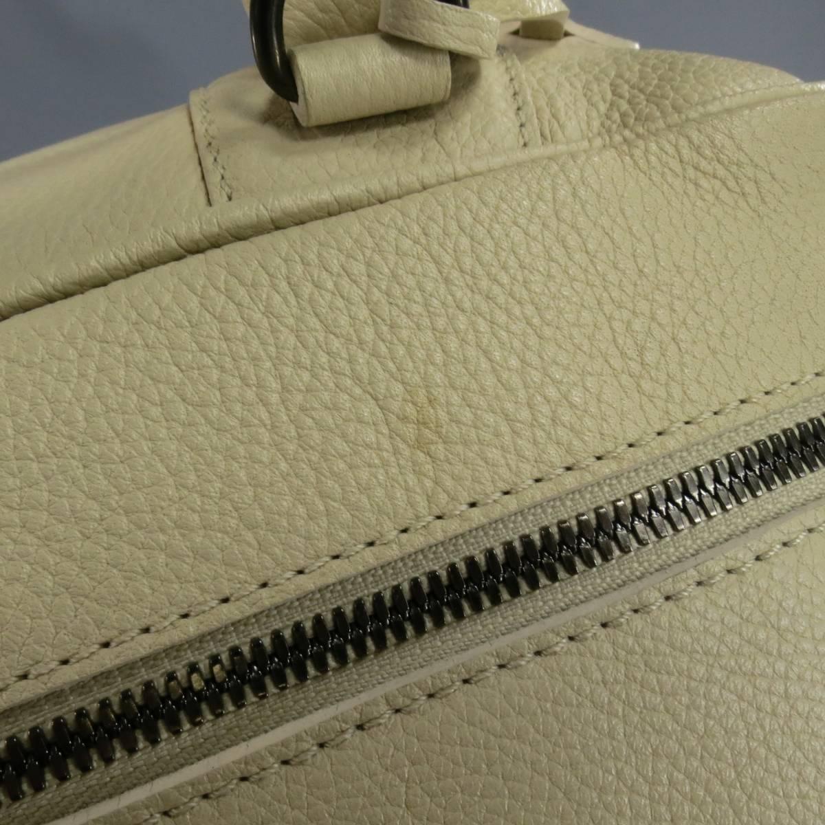 Giorgio Armani Beige Pebbled Leather Large Top Handles Lock Bag 3
