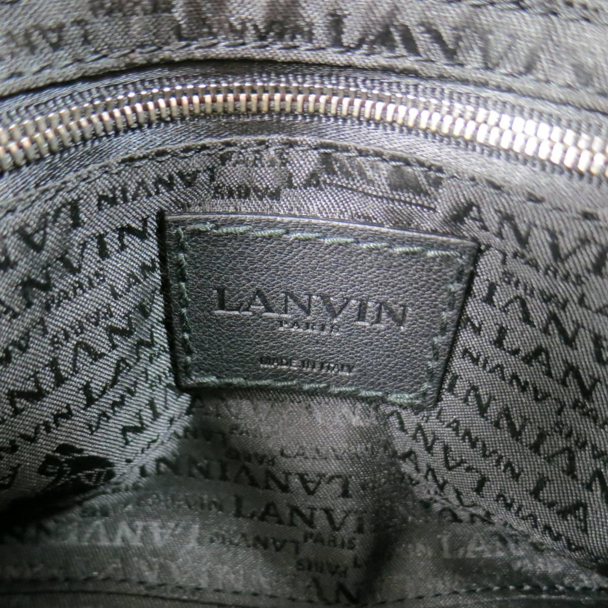 LANVIN Black Studded Leather Tortoise Closure Chain Strap Tasell Cross Body 5