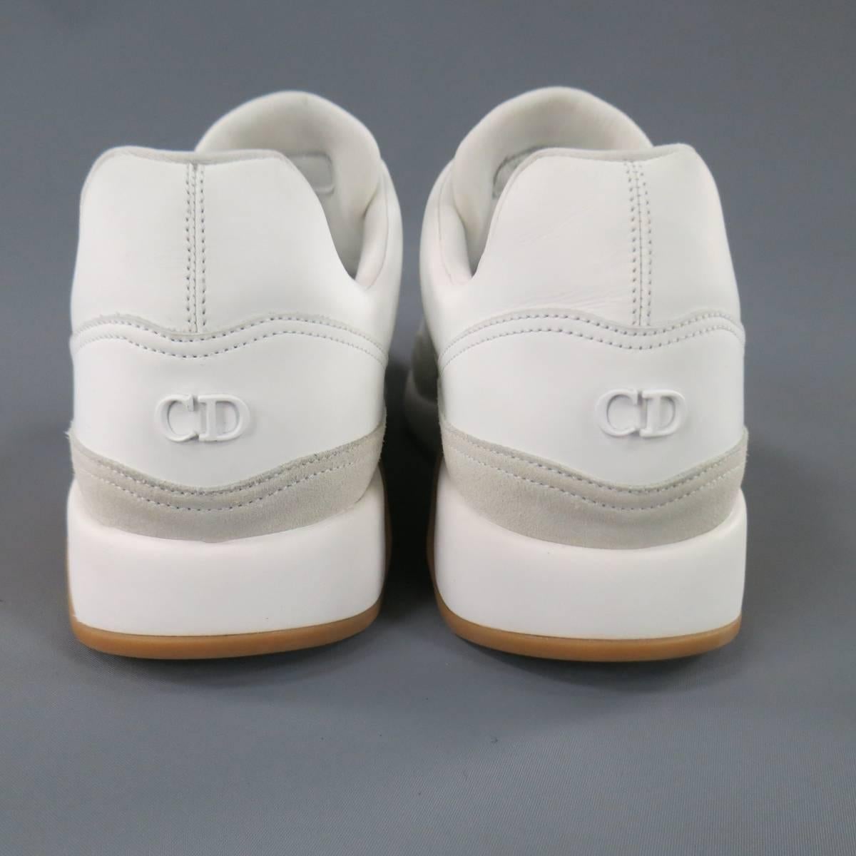 Men's DIOR HOMME Size 11 White Leather Velcro Runway Sneakers 1