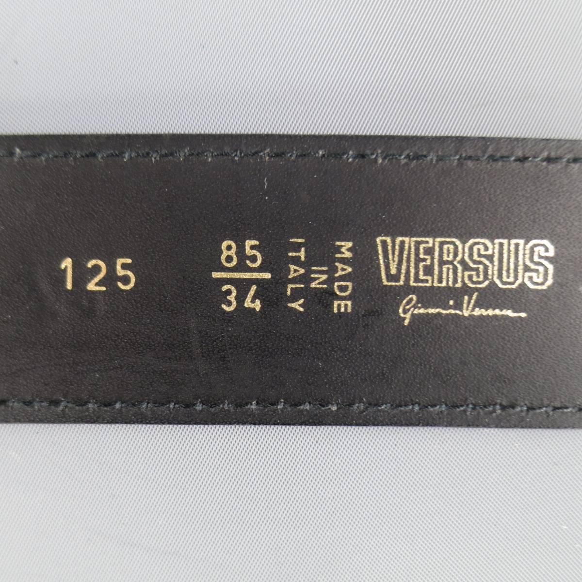 Women's or Men's Vintage VERSUS by GIANNI VERSACE Size 34 Black Silver Studded Lion Head Belt