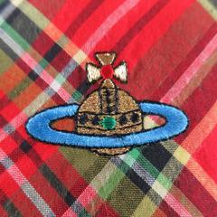 Men's VIVIENNE WESTWOOD MAN Red Plaid Cotton Saturn Oversized Tie