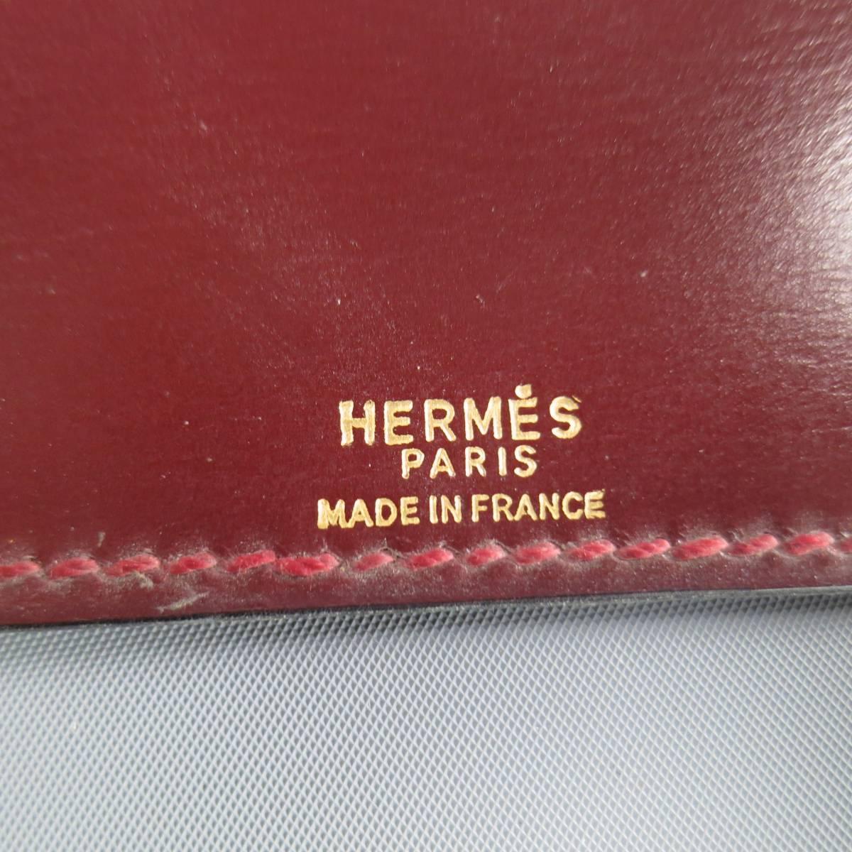 Brown Hermes Vintage Burgundy Leather Address Book