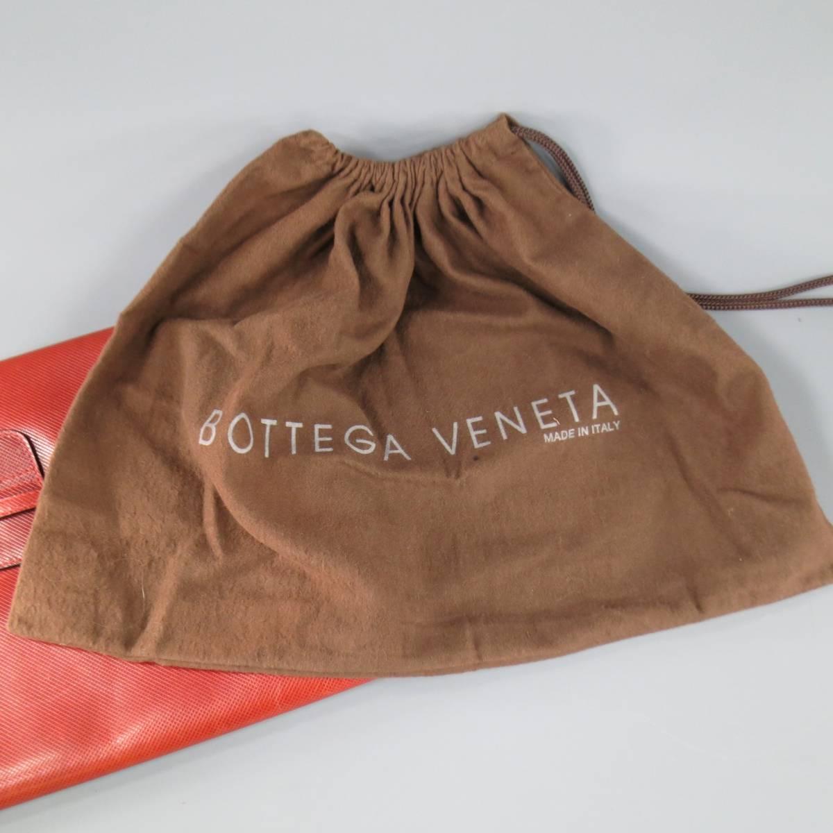 Vintage BOTTEGA VENETA Rust Red Textured Leather Clutch Portfolio 6