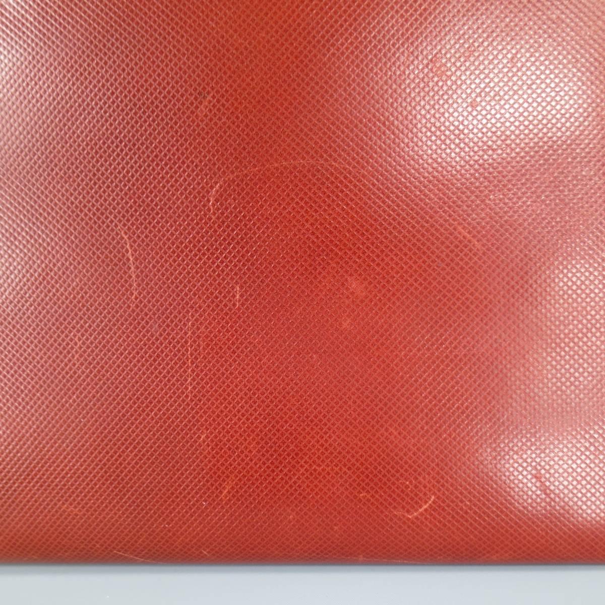 Vintage BOTTEGA VENETA Rust Red Textured Leather Clutch Portfolio 2