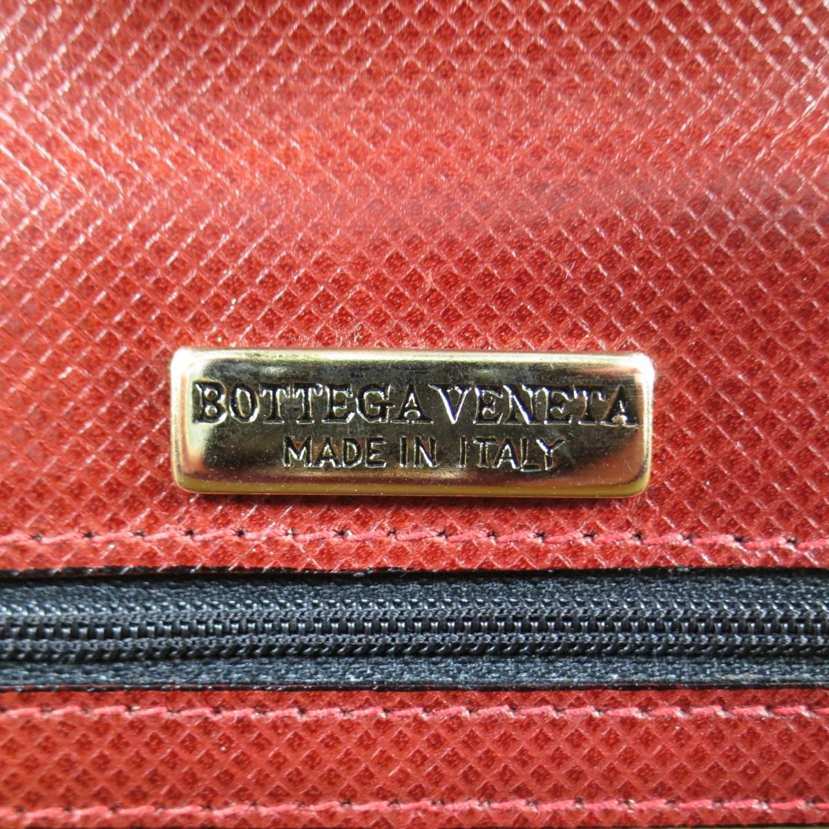 Vintage BOTTEGA VENETA Rust Red Textured Leather Clutch Portfolio 5