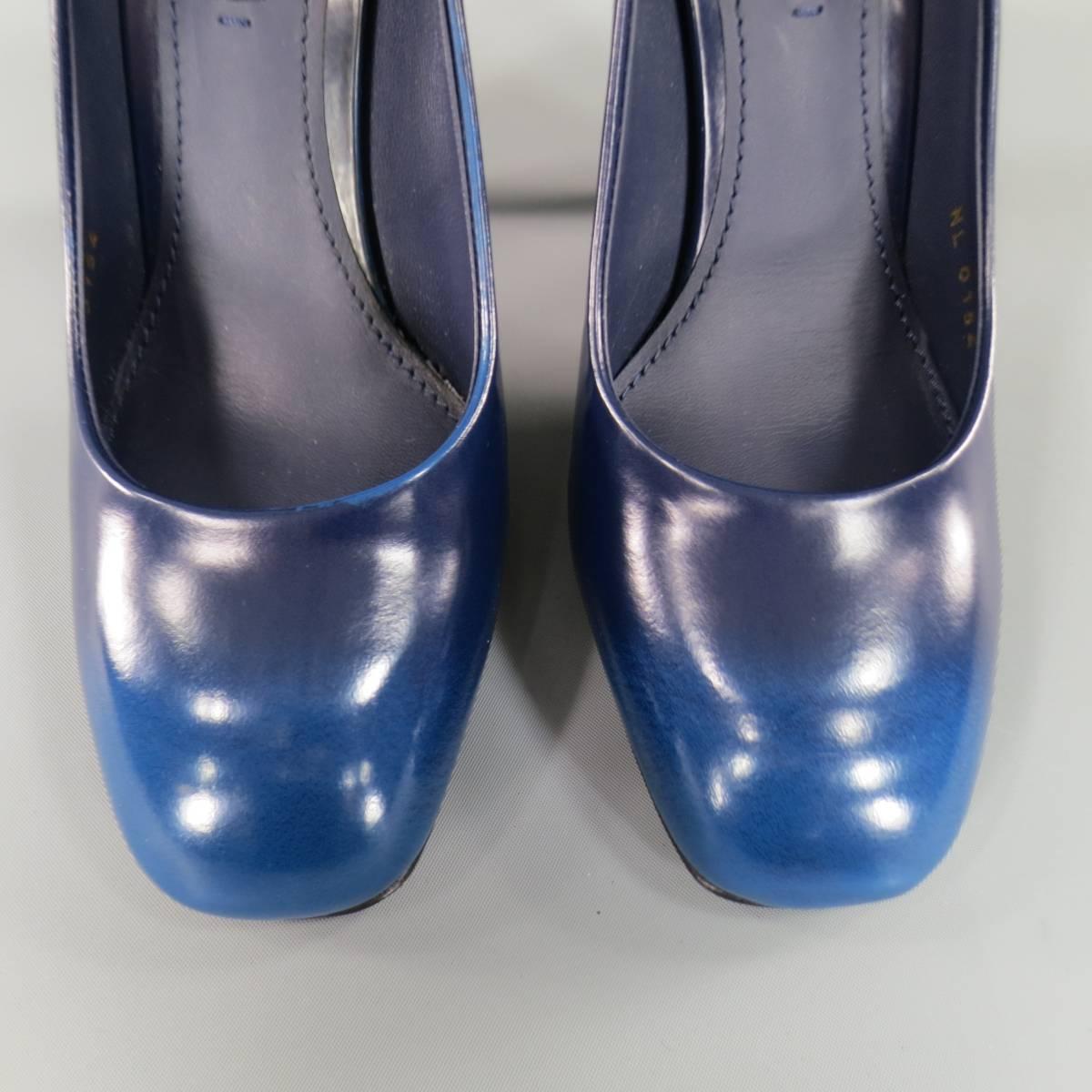 LOUIS VUITTON Size 7 Navy Blue Ombre Leather Flat Heel 'PROVOC' Pumps In New Condition In San Francisco, CA
