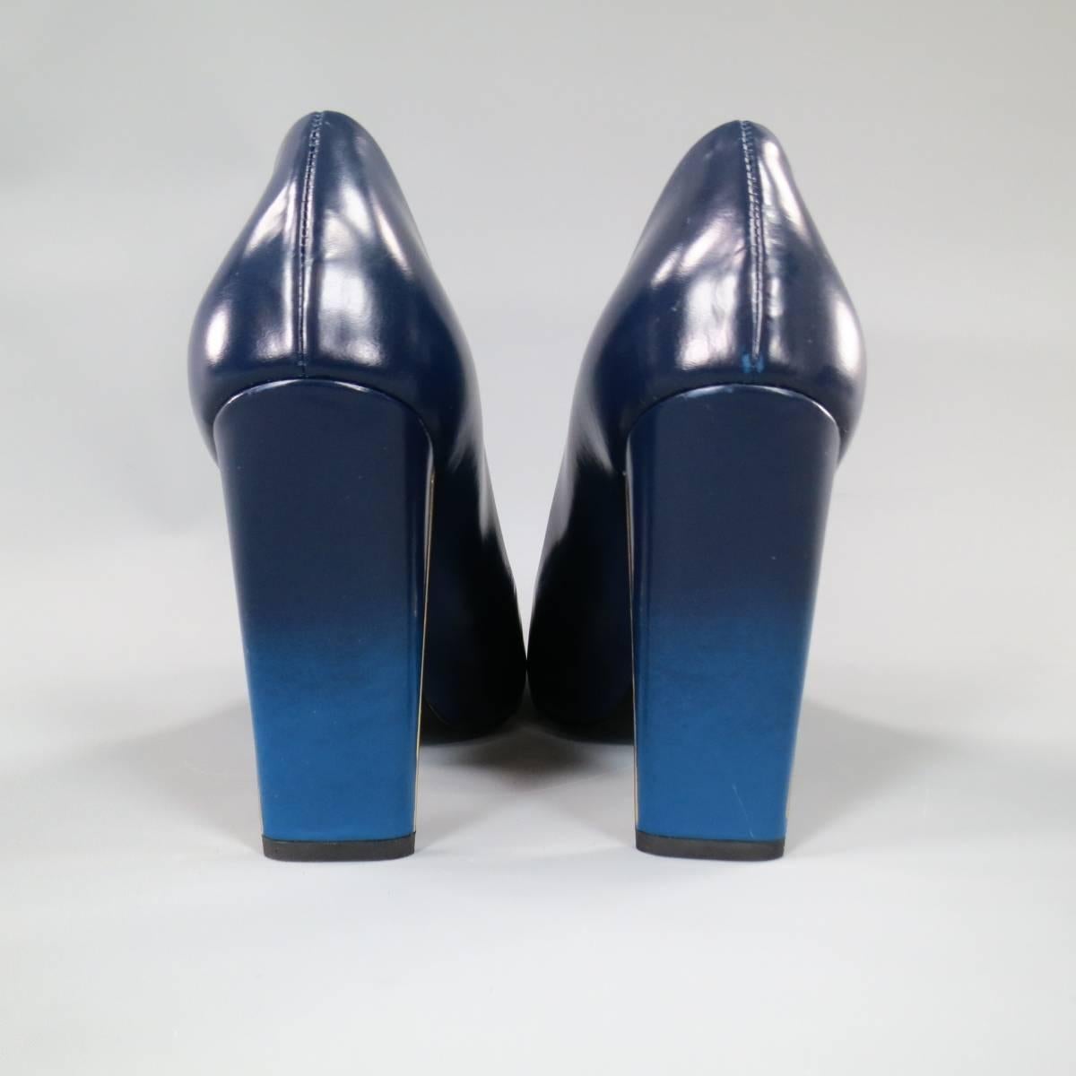 LOUIS VUITTON Size 7 Navy Blue Ombre Leather Flat Heel 'PROVOC' Pumps 1