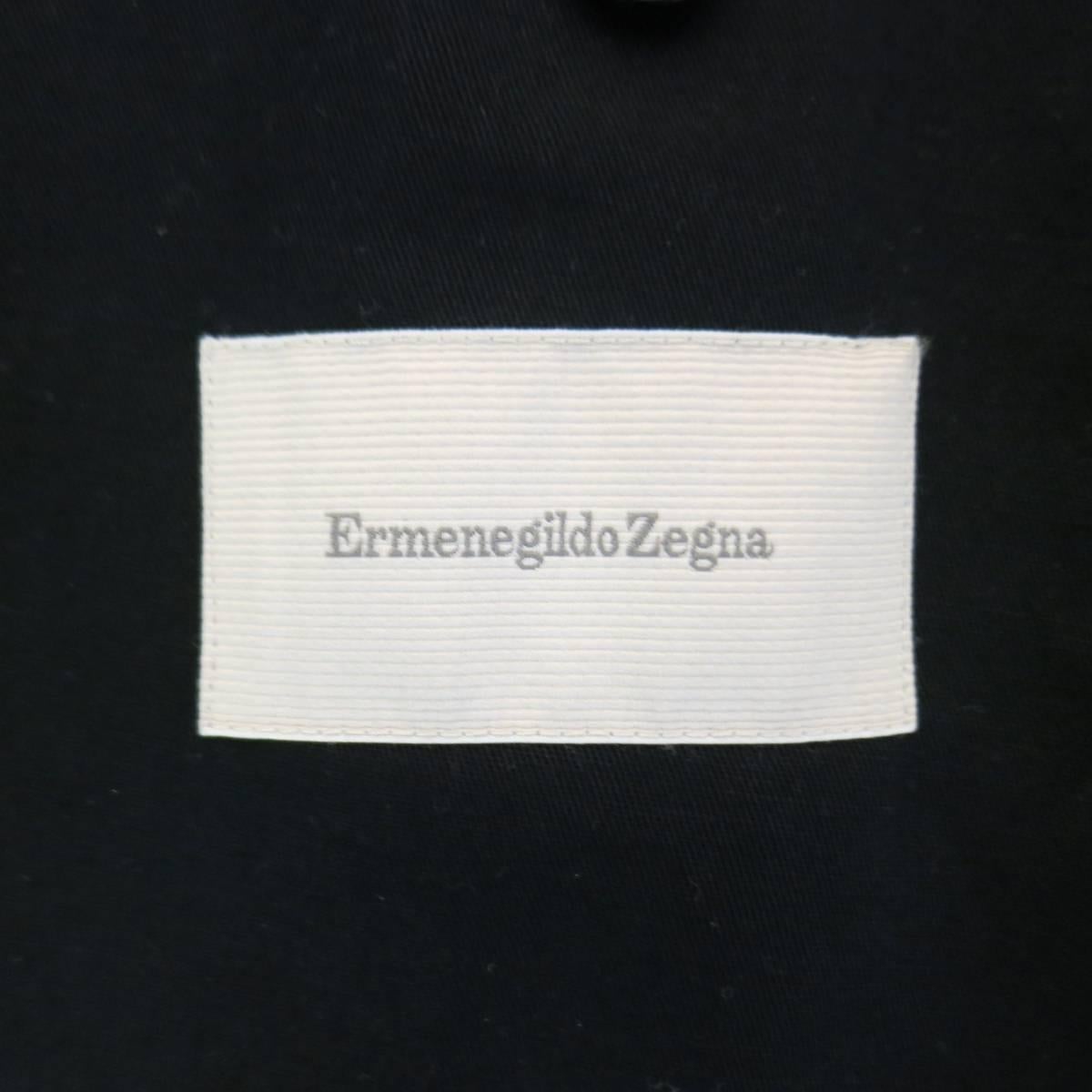 Men's ERMENEGILDO ZEGNA 38 Regular Navy Cotton / Linen Notch Lapel Sport Coat In Excellent Condition In San Francisco, CA