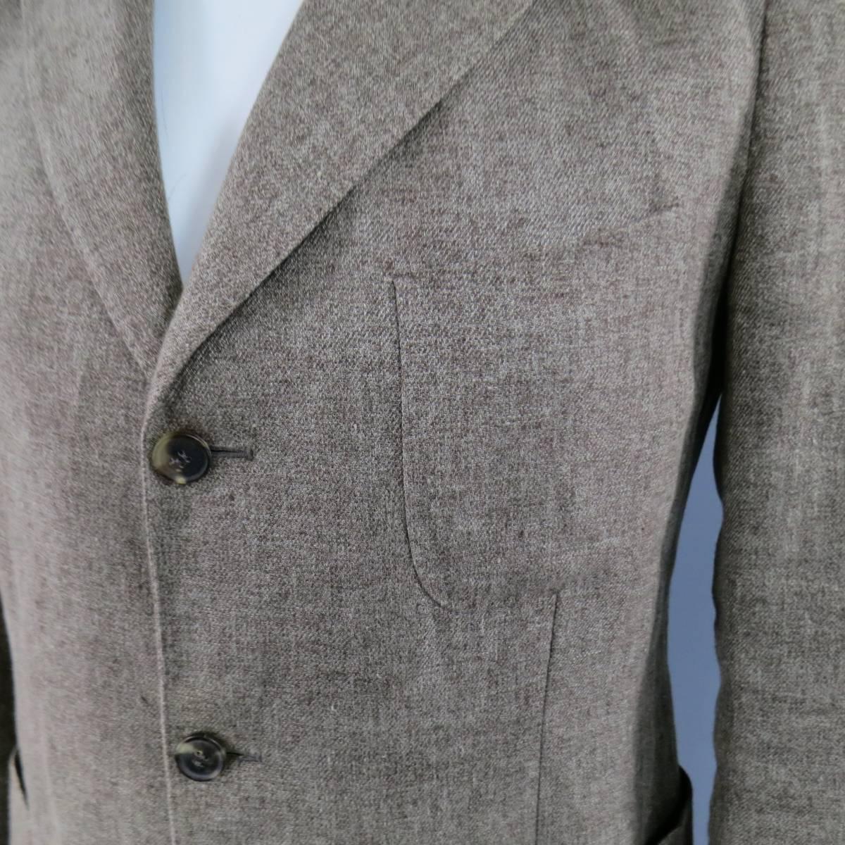 Men's LORO PIANA 38 Regular Light Taupe Brown Nailhead Linen Flax Sport Coat In Excellent Condition In San Francisco, CA