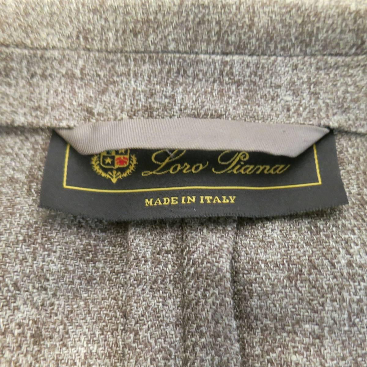 Men's LORO PIANA 38 Regular Light Taupe Brown Nailhead Linen Flax Sport Coat 5