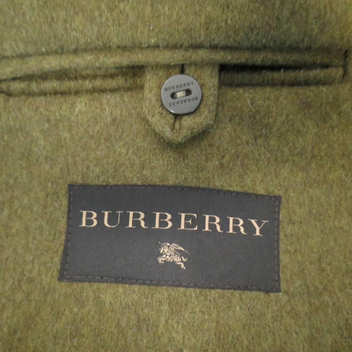 Men's BURBERRY Men's 40 Olive Green Wool Patch Pocket Military Style Coat 3
