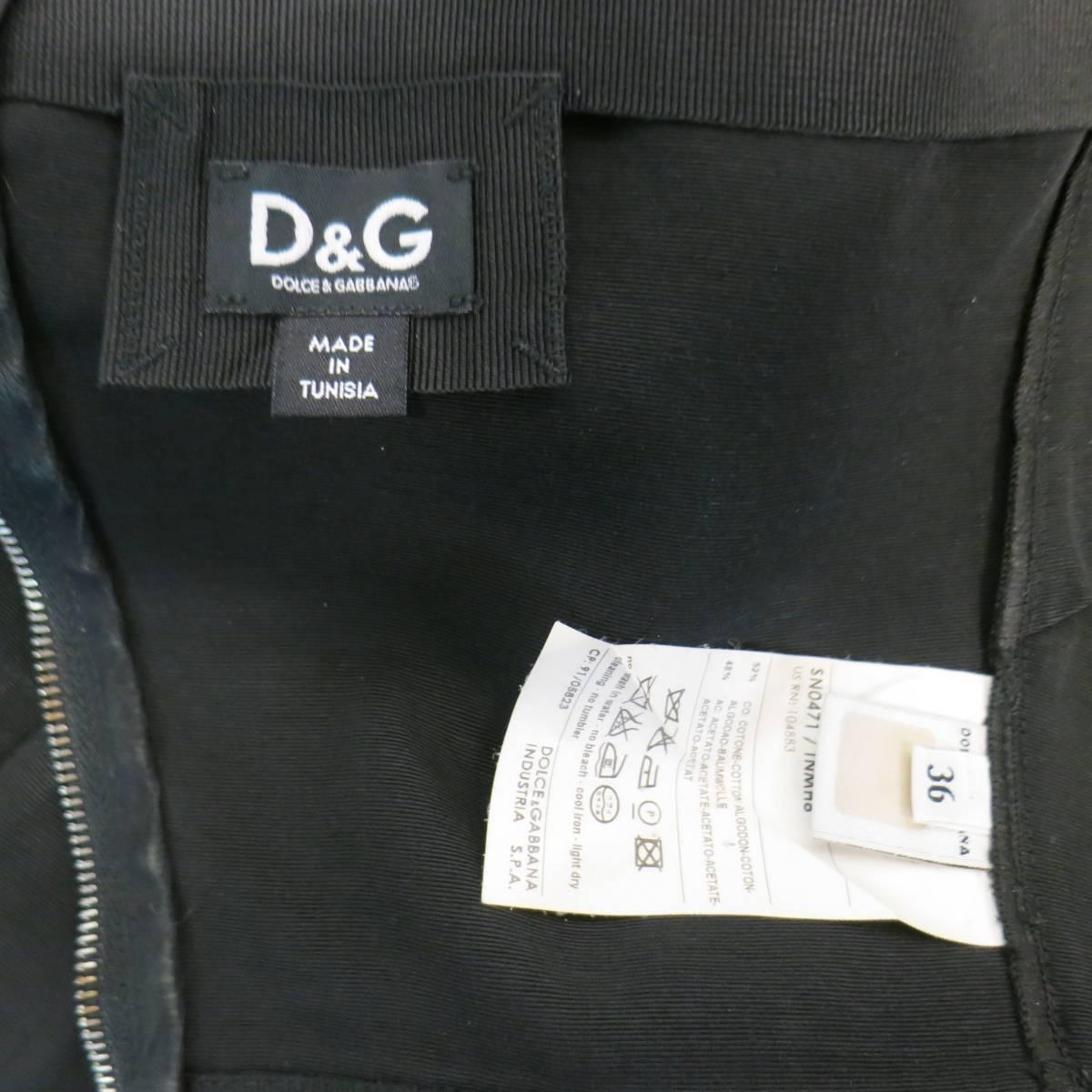 D&G by DOLCE & GABBANA Size 0 Black Faille Velvet Strap Pleated Peplum Top 4