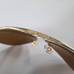 CHROME HEARTS Gold Tone Metal & White Leather Aviator Sunglasses BABY GRAVY