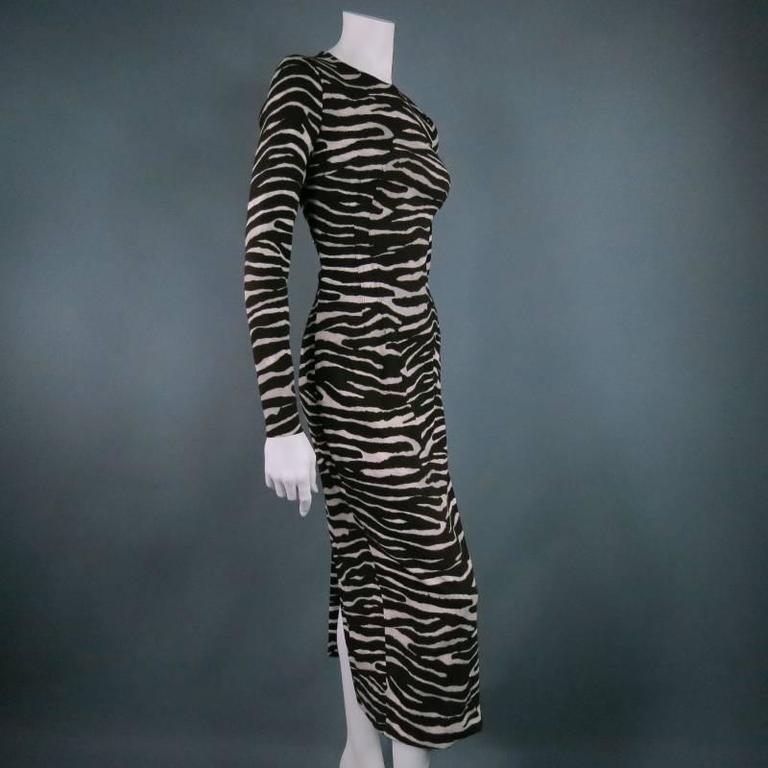 MICHAEL KORS Size 4 Ivory Rayon Blend Zebra Print Maxi Dress at 1stDibs