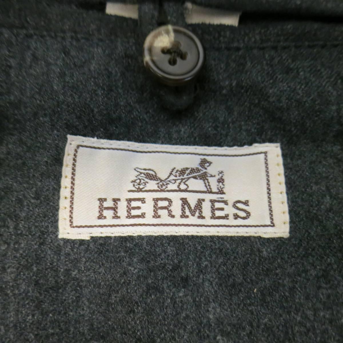 Men's HERMES 40 Charcoal Goat Suede High Neck Raglan Sleeve Bomber Jacket 2