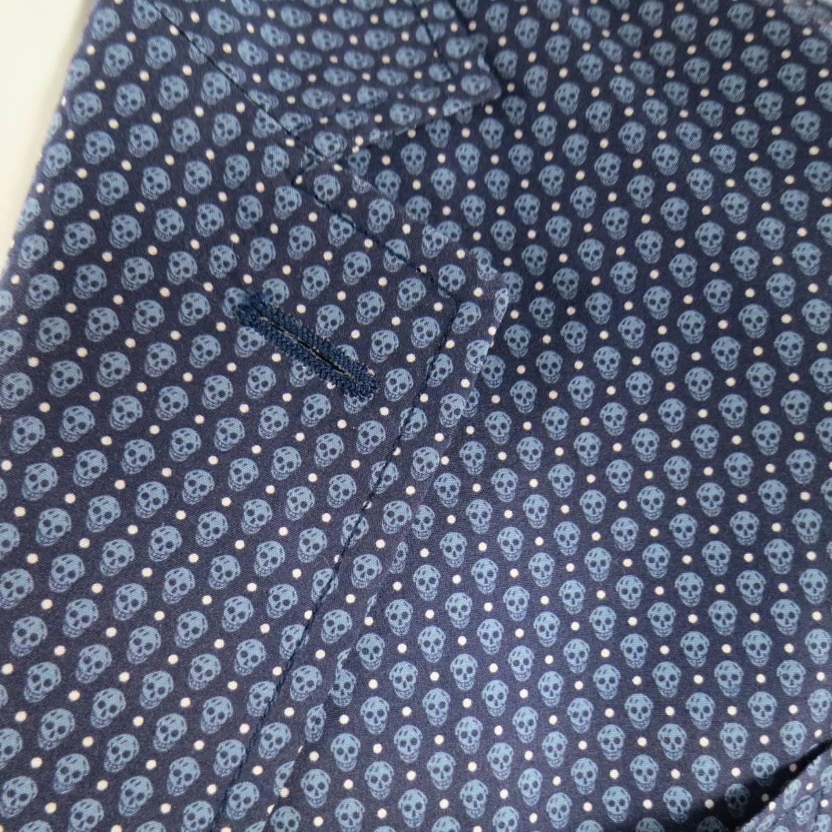 Gray ALEXANDER MCQUEEN 38 Short Blue Cotton Polka Dot Skull Print Sport Coat