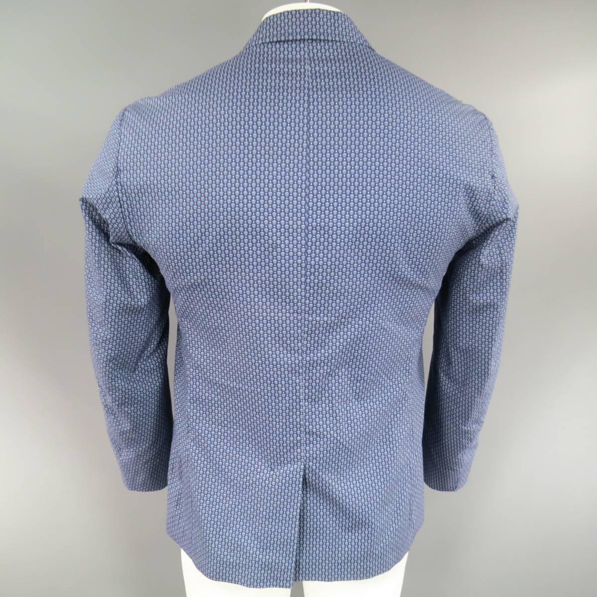 ALEXANDER MCQUEEN 38 Short Blue Cotton Polka Dot Skull Print Sport Coat 1