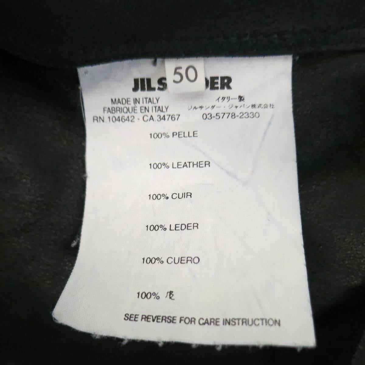 Men's JIL SANDER 40 Navy Suede Collared Windowpane Seam Shirt Jacket 3