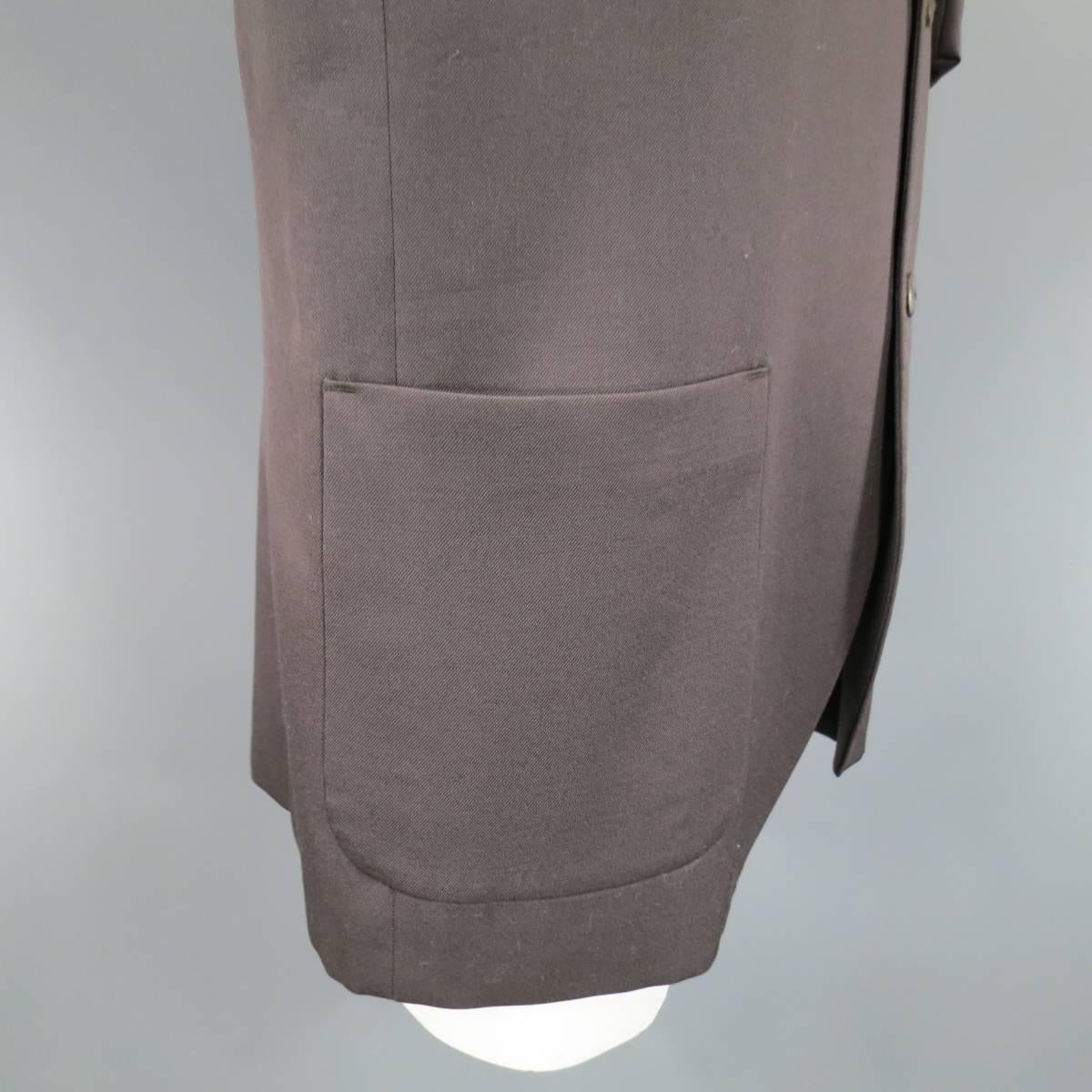 Gray Men's GIULIANO FUJIWARA 44 Oversized Brown Wool Drawstring Pocket Sport Coat