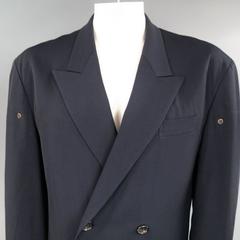 Yohji Yamamoto Navy Oversized Peak Lapel Double Breasted Vented Sport Coat