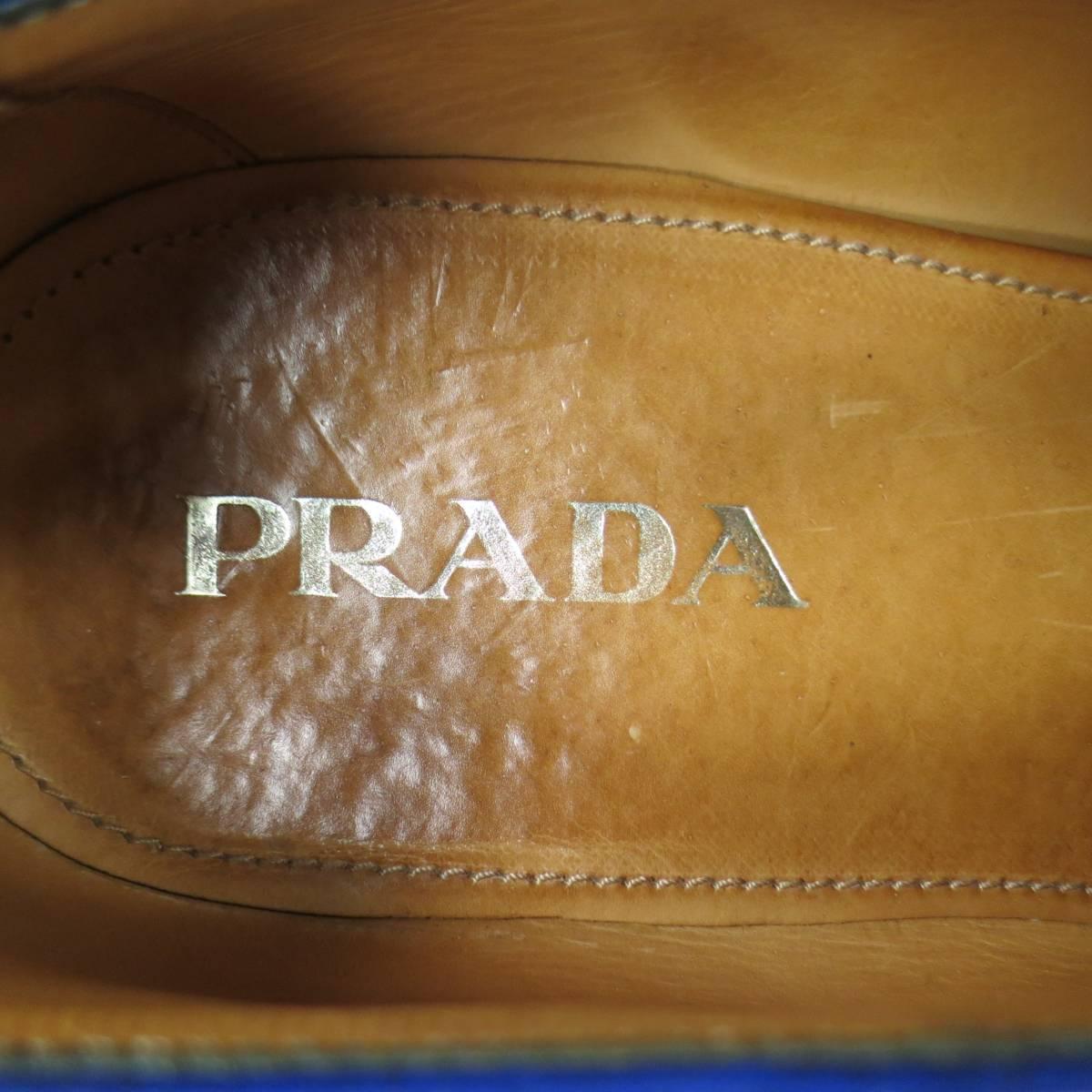 Men's PRADA Size 11.5 Blue Black & Brown Leather Spring 2011 Platform Brogues 7