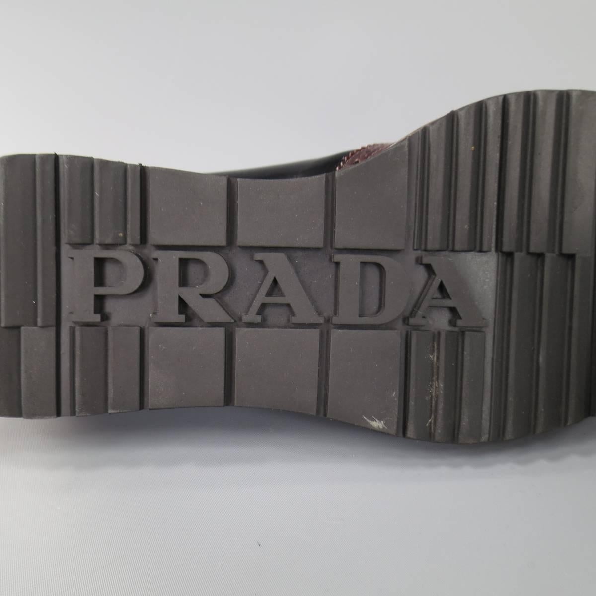 Men's PRADA Size 11.5 Blue Black & Brown Leather Spring 2011 Platform Brogues 5