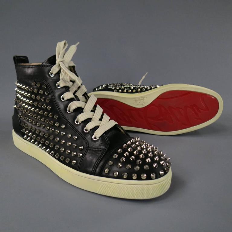 Christian Louboutin Low Top Spikes Sneakers Size 44/ US 11 in Black/White  Silver