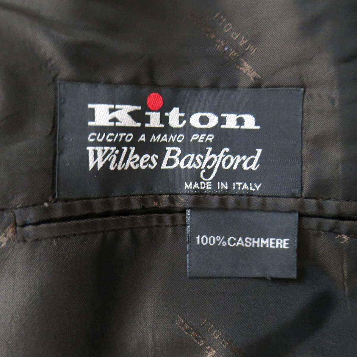 Men's KITON 40 Regular Charcoal Cashmere Peak Lapel Double Breasted 33 30 Suit 2