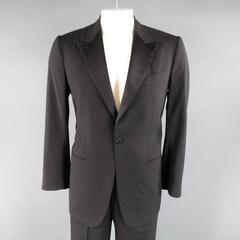Men's KITON 40 Regular Black Wool Satin Peak Lapel 33 28 Tuxedo
